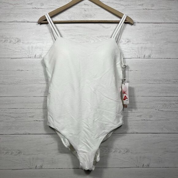 Calia womens strappy back one piece swim suit size 16 white bridal NEW - Picture 1 of 5